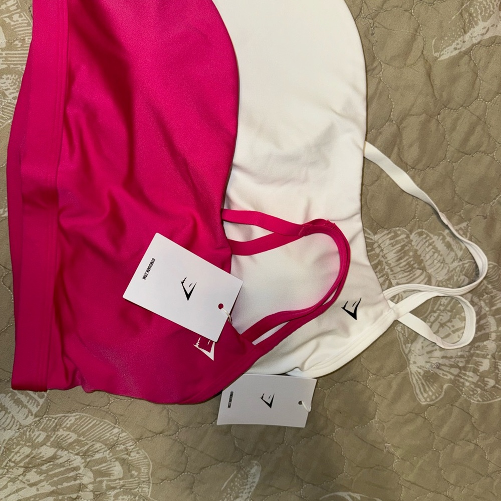 Gymshark Pink and White Sports Bra bundle (BOTH INCLUDED) NWT